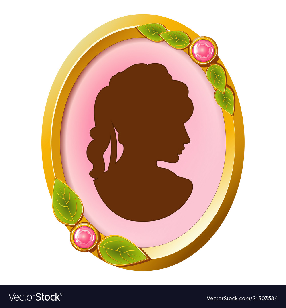 Vintage accessory cameo with female silhouette.