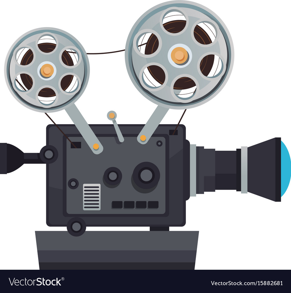 High detailed vintage film projector cinema icon.