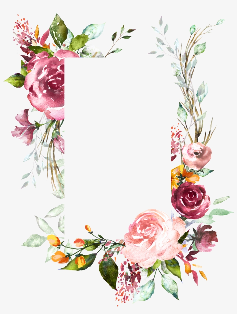 H804 Flower Frame, Flower Art, Watercolor Flowers,.