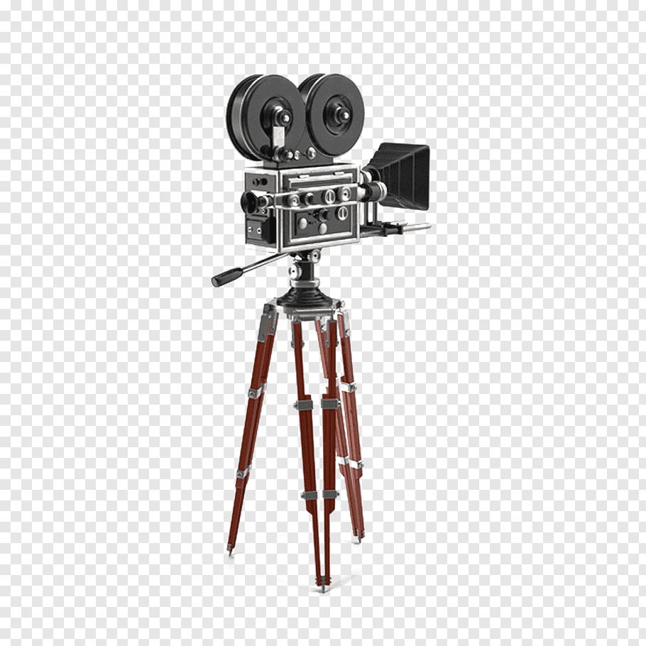 Grey and red film maker, Tripod graphic film Movie camera.