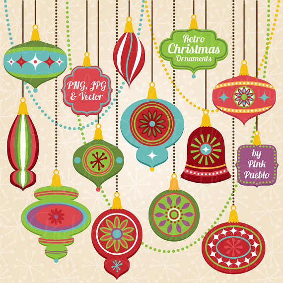 Download retro christmas ornaments clipart Vintage Christmas.