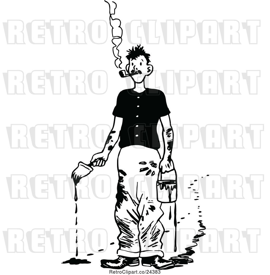 Vector Clip Art of Retro Smoking Messy Painter by Prawny.