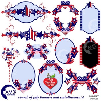 4th of July Clipart, Independance Day Frames and Banners clipart, AMB.