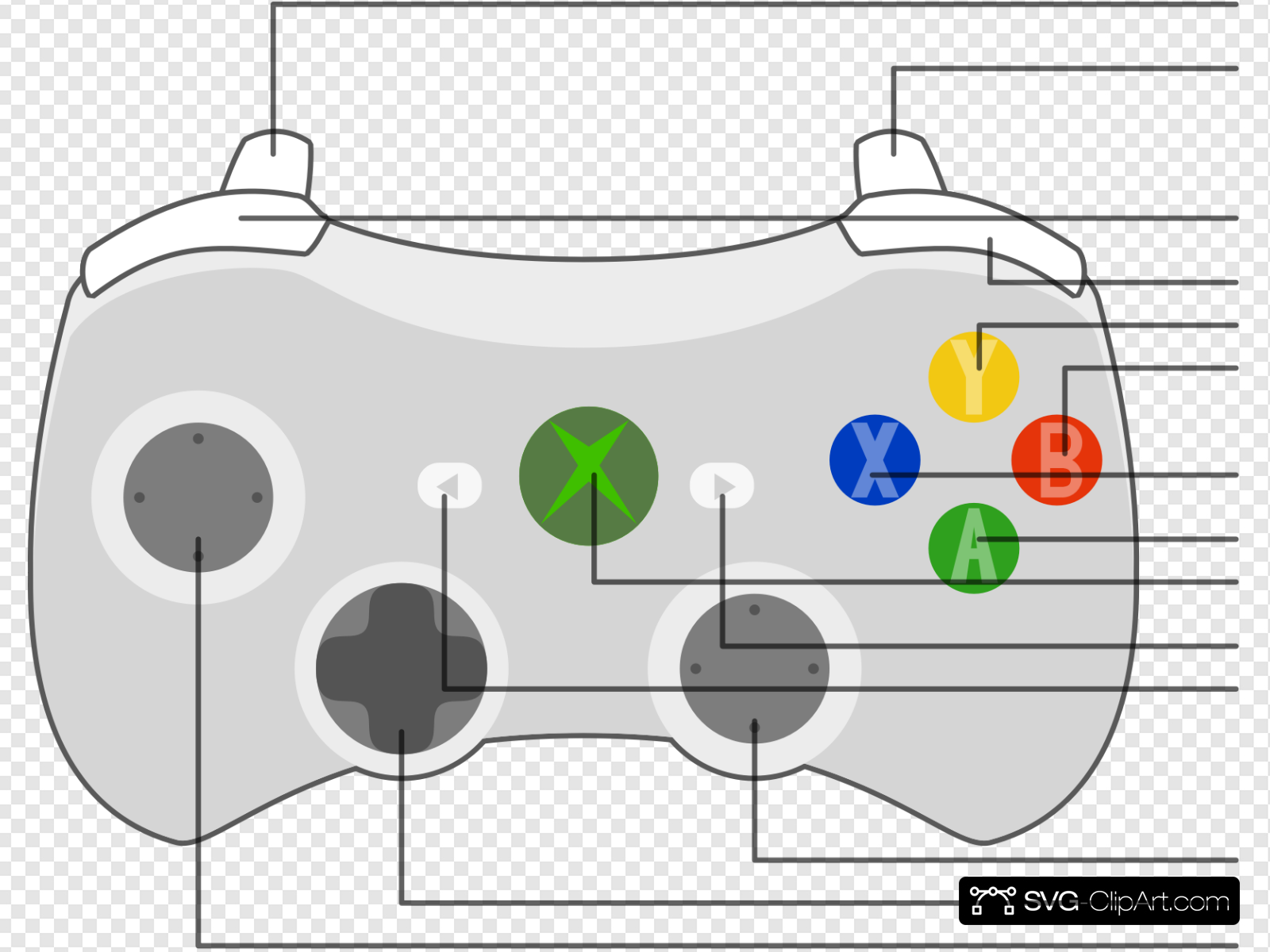 Xbox 360 Controller Diagram Clip art, Icon and SVG.