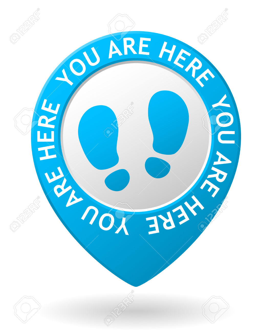 Vector Blue Map Pointer With You Are Here Icon Royalty Free.