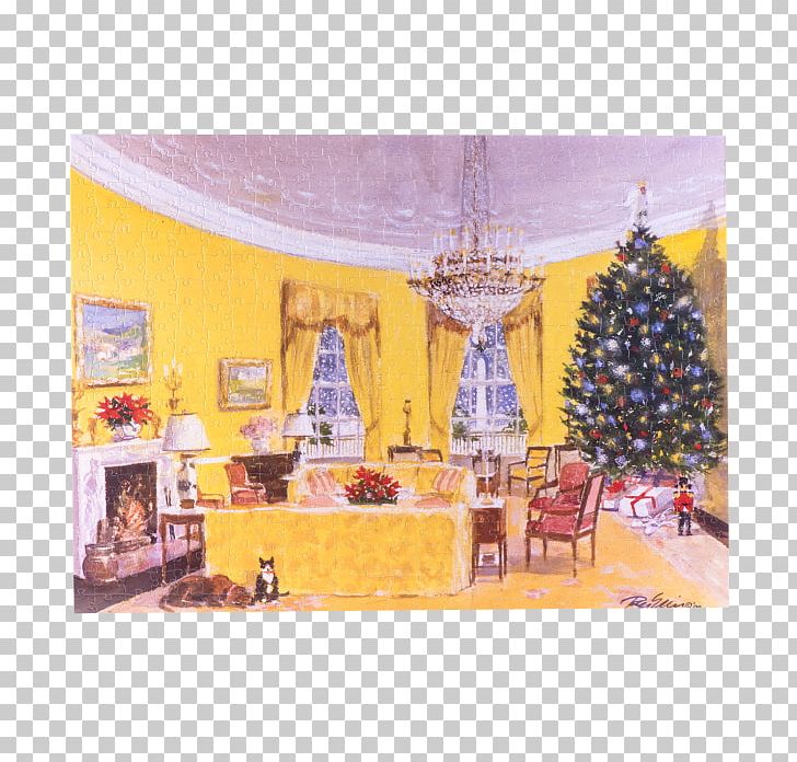 White House Christmas Tree Yellow Oval Room Clinton.