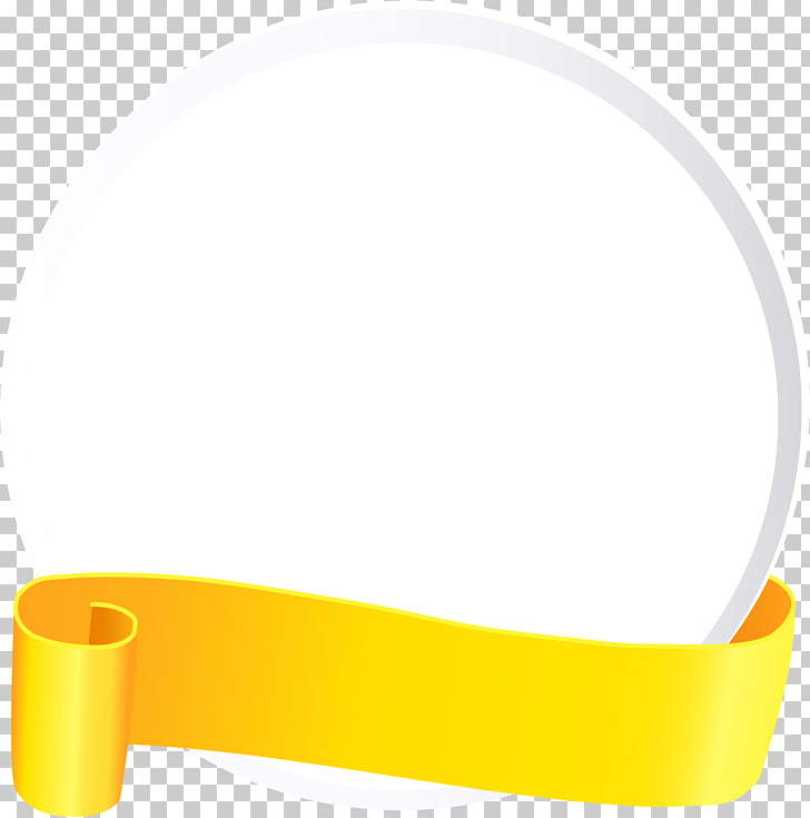 Hand painted yellow ribbon circle, white plate PNG clipart.