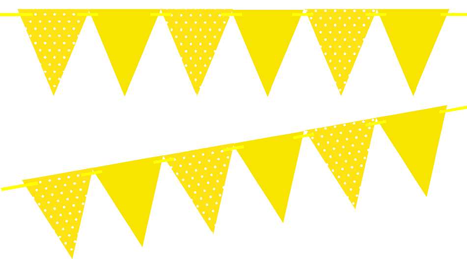 Yellow Polka Dot / Solid Yellow 10ft Vintage Pennant Banner Paper Triangle  Bunting Flags for Weddings, Birthdays, Baby Showers, Events & Parties.