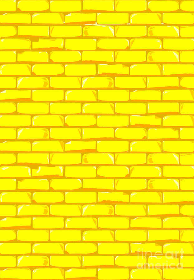 The Bright Yellow Brick Wall Background.