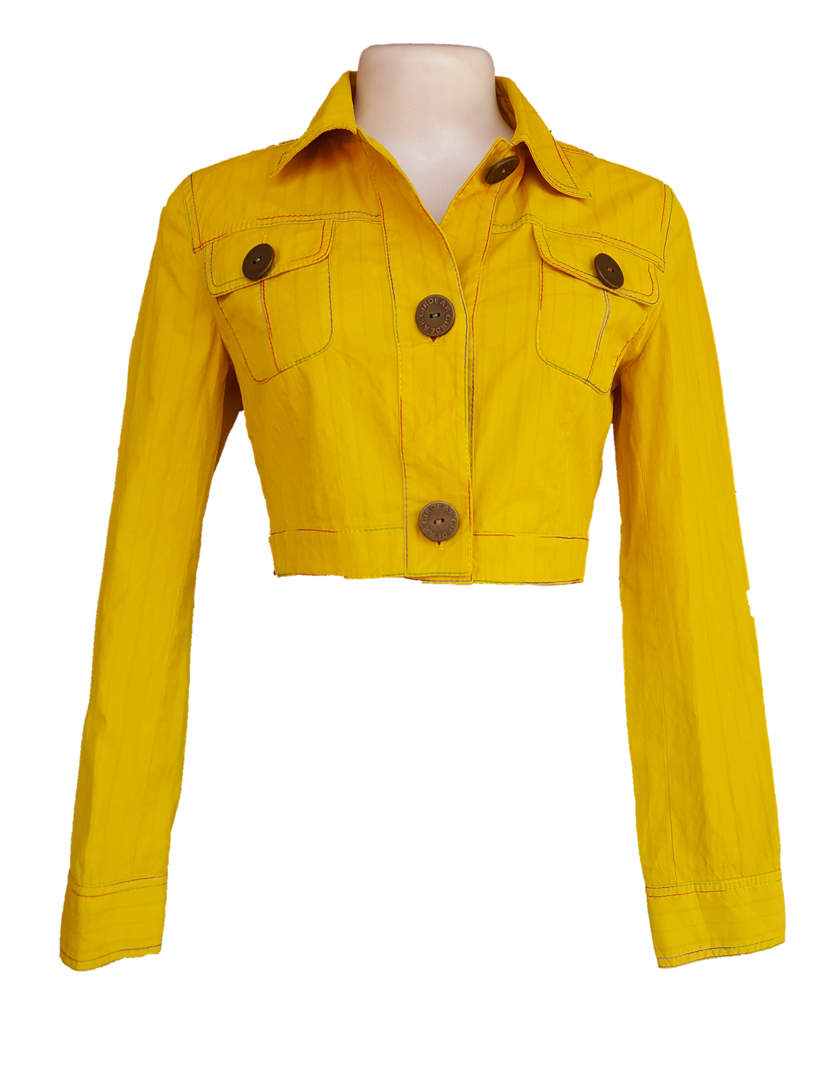 Yellow crop top jacket.