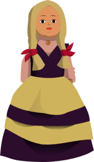 Doll with yellow dress clipart.