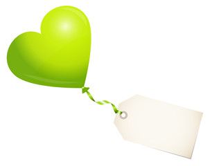 Green Heart Balloon & Label.