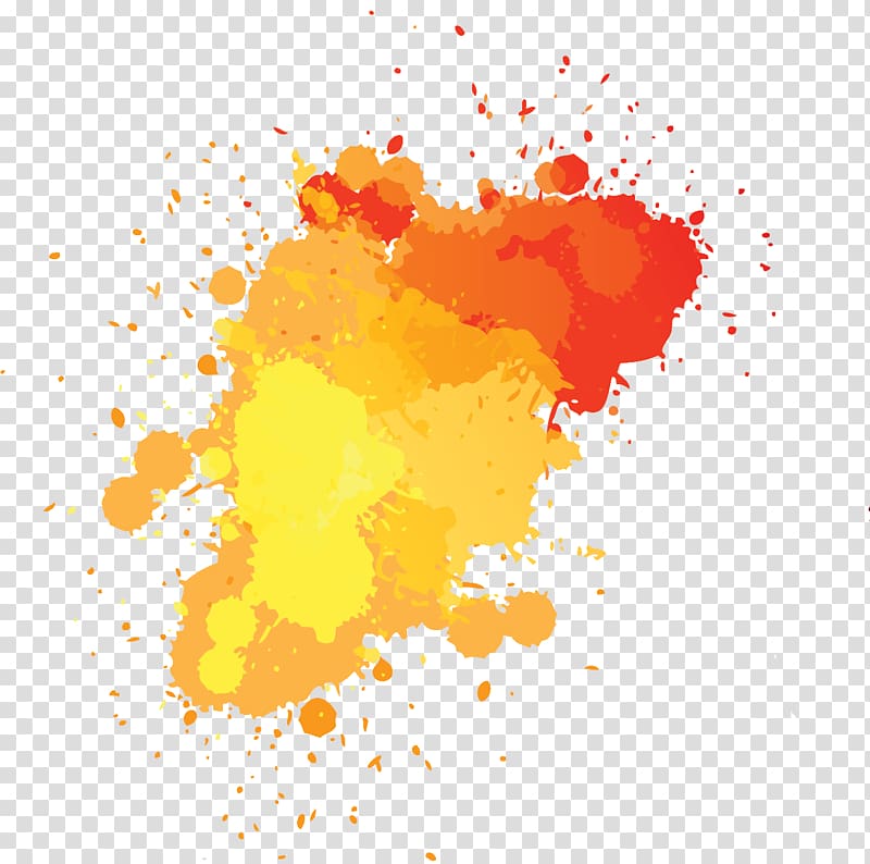 Yellow and red art, Splash Ink Drawing, ink transparent.