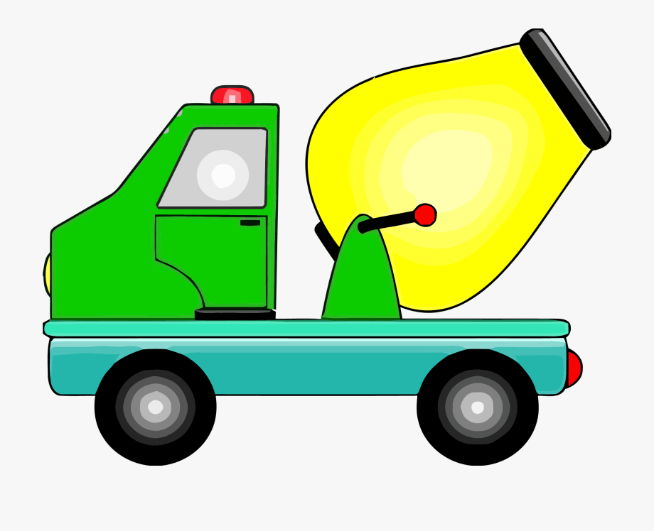 Cement Truck Yellow Green Clipart Png.