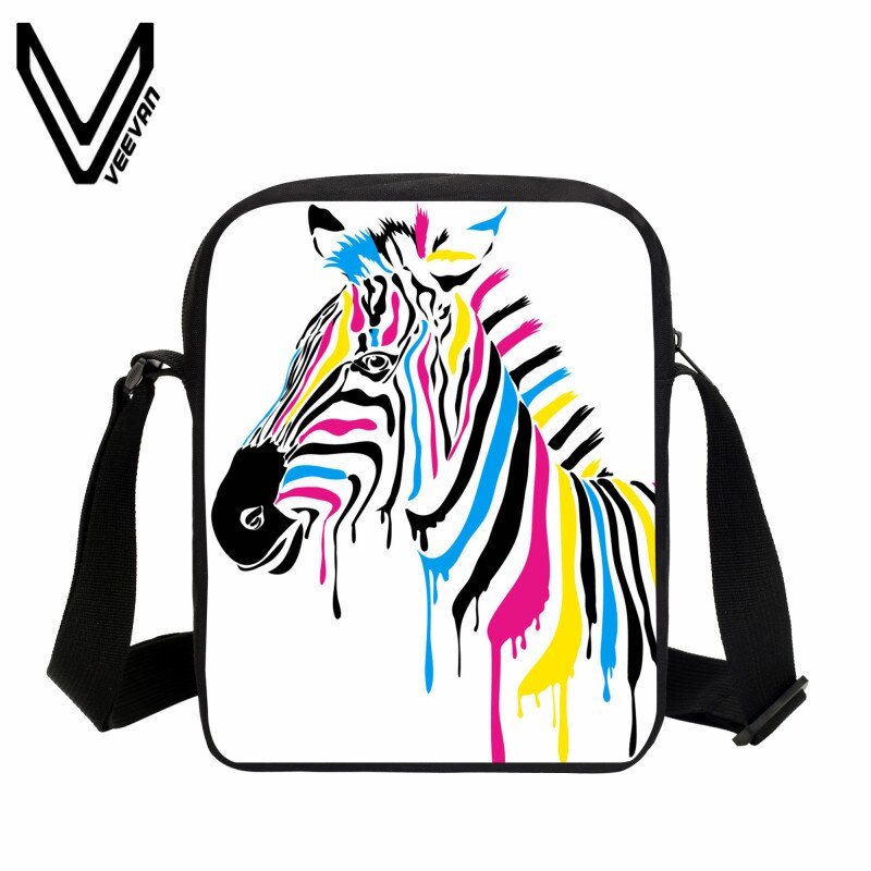 VEEVANV Casual Men Messenger Bag 3D Zebra Printing Handbags.