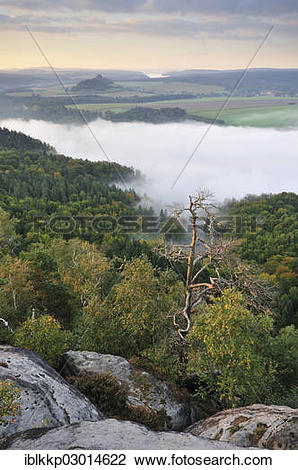 Stock Photo of "View from the Schrammsteine rocks over the Elbe.