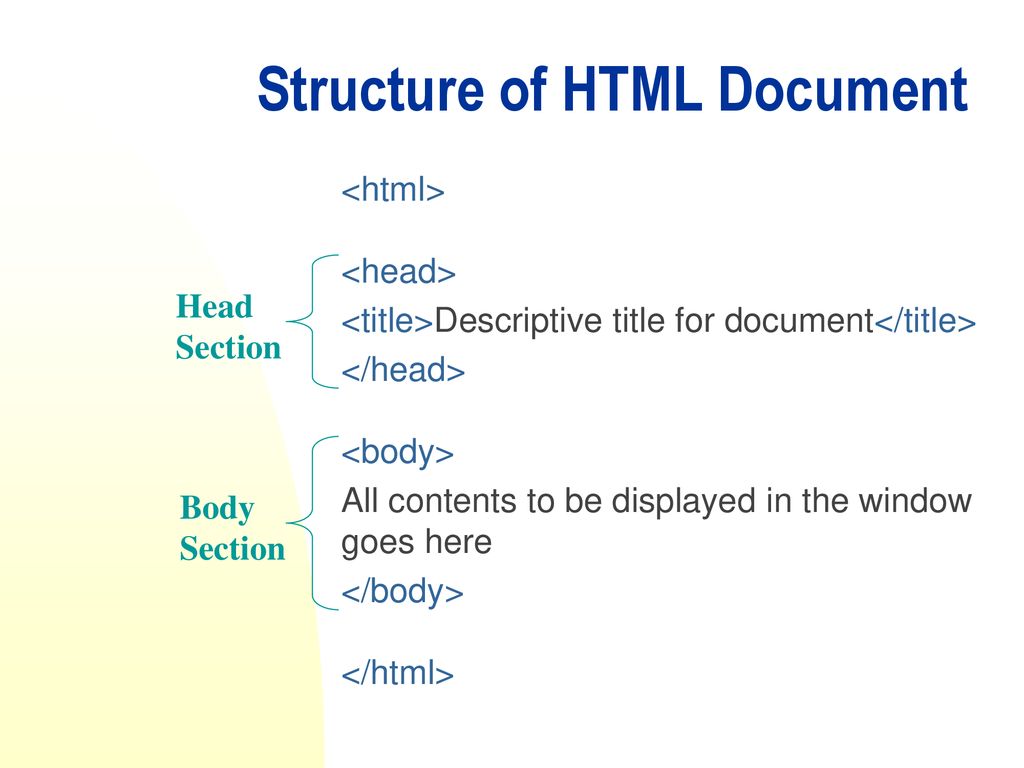 Structure of a standard HTML document.