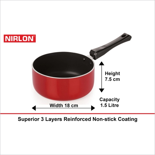 Nirlon Medium Sauce Pan Interior Coating: 100% Ptfe/Pfoa/Cadmium/Lead Free Coating