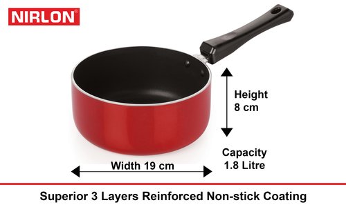 Non Stick Cookware Sauce Pan Interior Coating: 5 Layer Nonstick Spray Coated