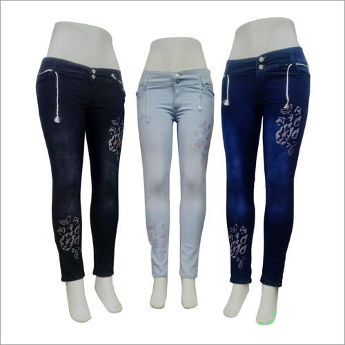 Multicolor 2 Button Embroidered Jeans