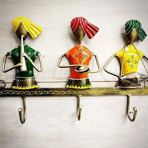 Golden-Multicolour Iron 3 Musician Key Holder