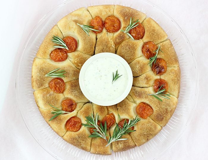 Ranch Dip Bread Wreath that's perfect for sharing this holiday season. So easy to make and delish to enjoy.