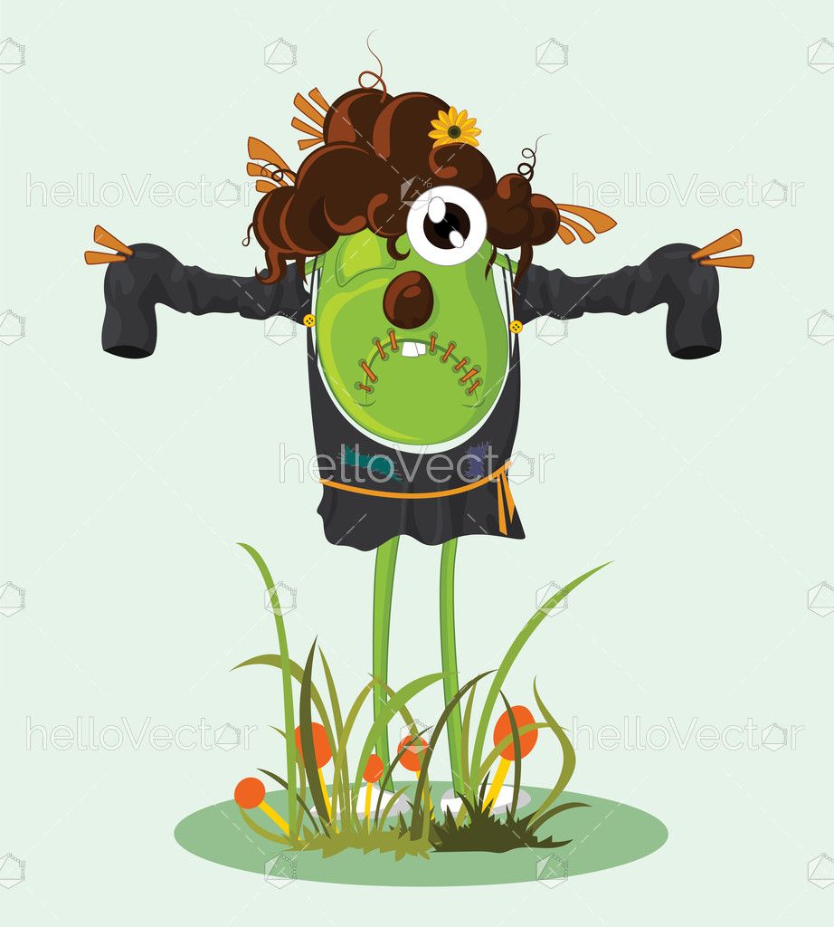 Cartoon scarecrow character - Vector illustration - Download Graphics