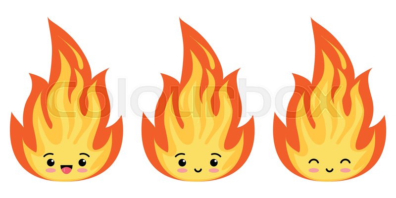 Emoji fire flames icon set isolated on a white background. | Stock vector |  Colourbox