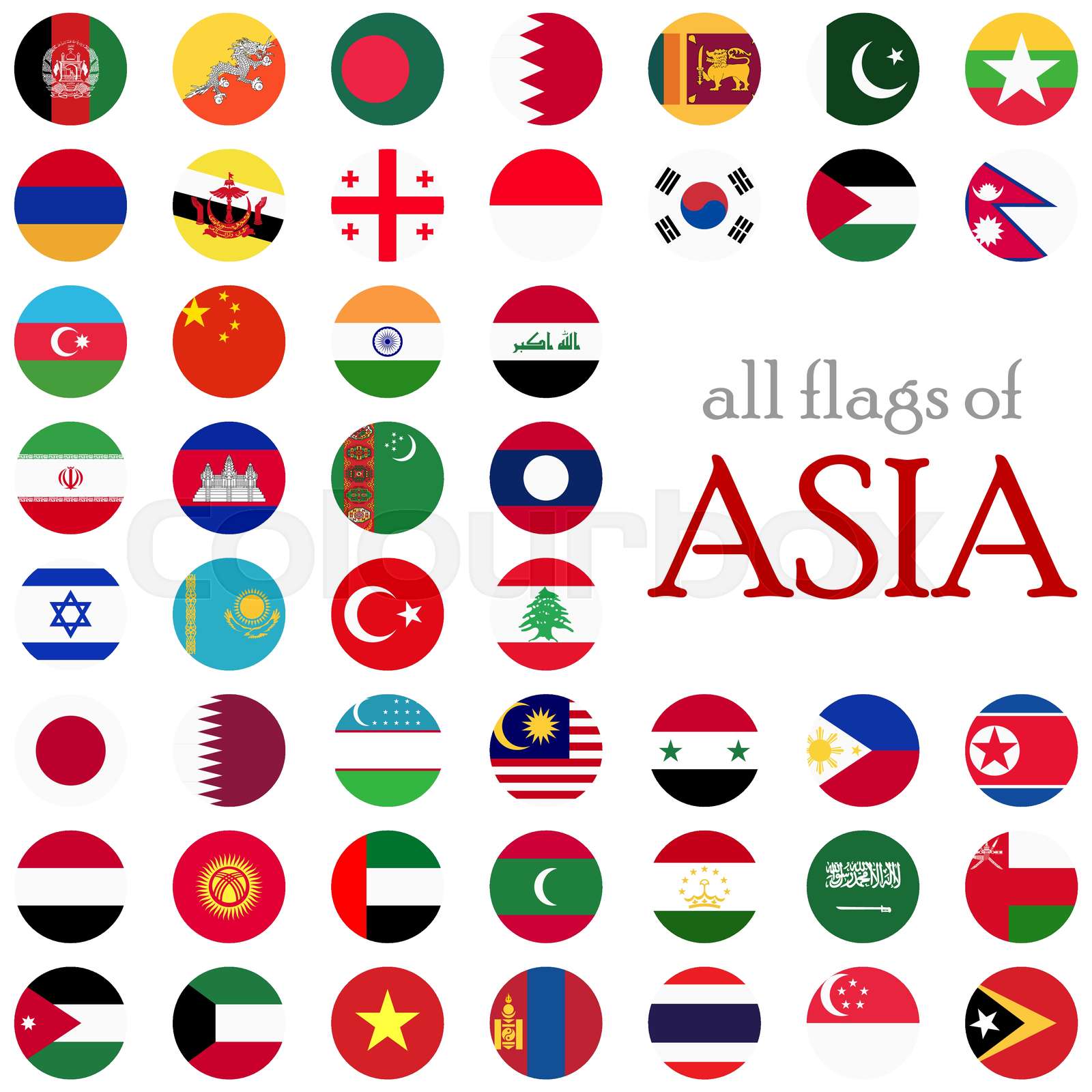 All Flags Of Asia