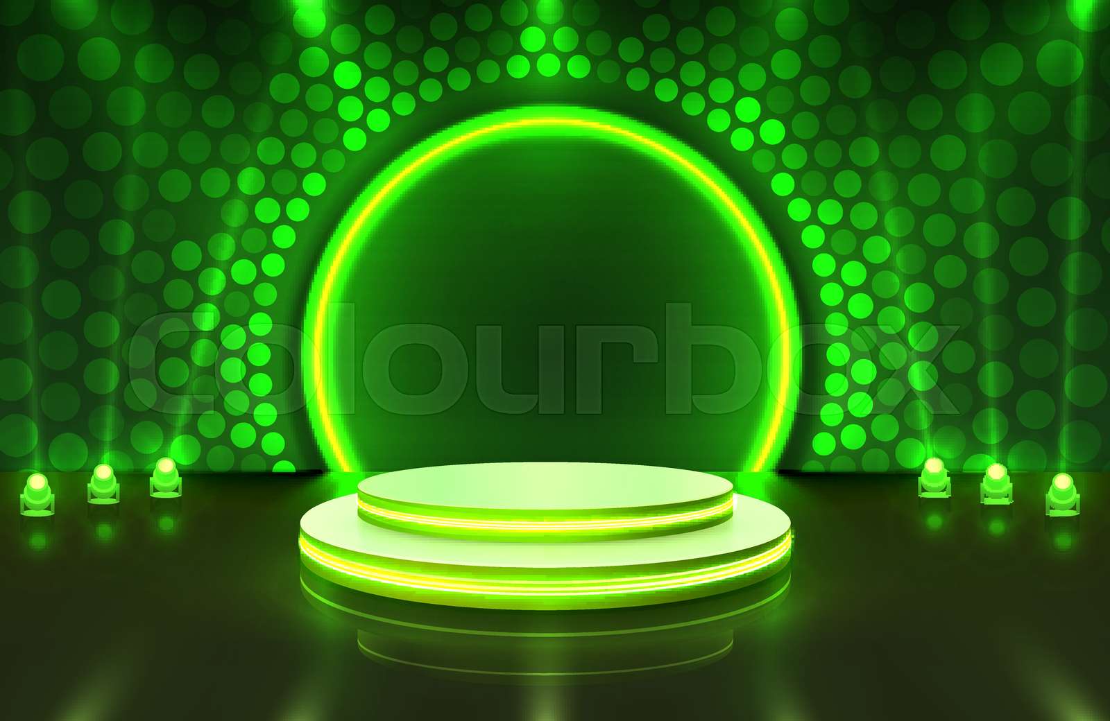 Show light, Stage Podium Scene with for Award Ceremony on green Background.  | Stock vector | Colourbox