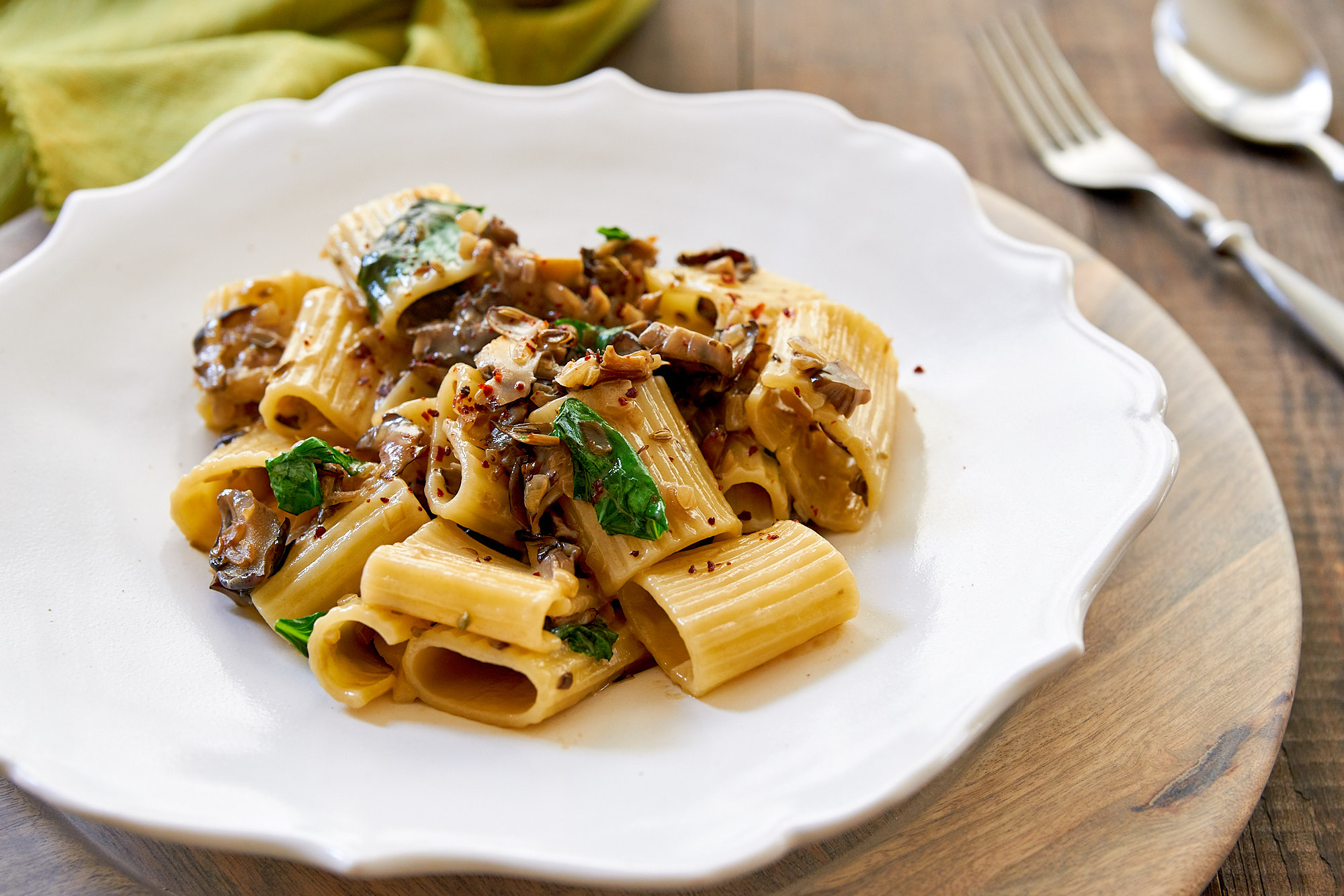 Paccheri with Maitake Basil Sauce