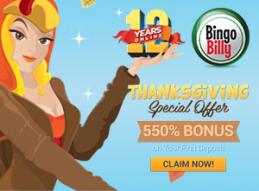 Bingo billy offering players a feast of thanksgiving day promotions