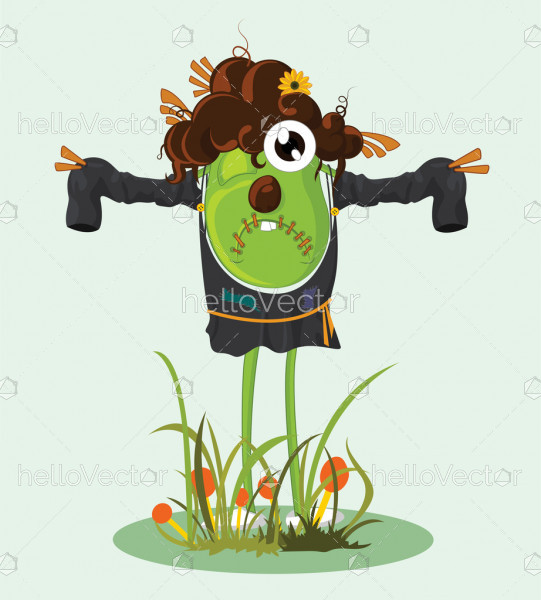 Cartoon scarecrow character - Vector illustration - Download Graphics