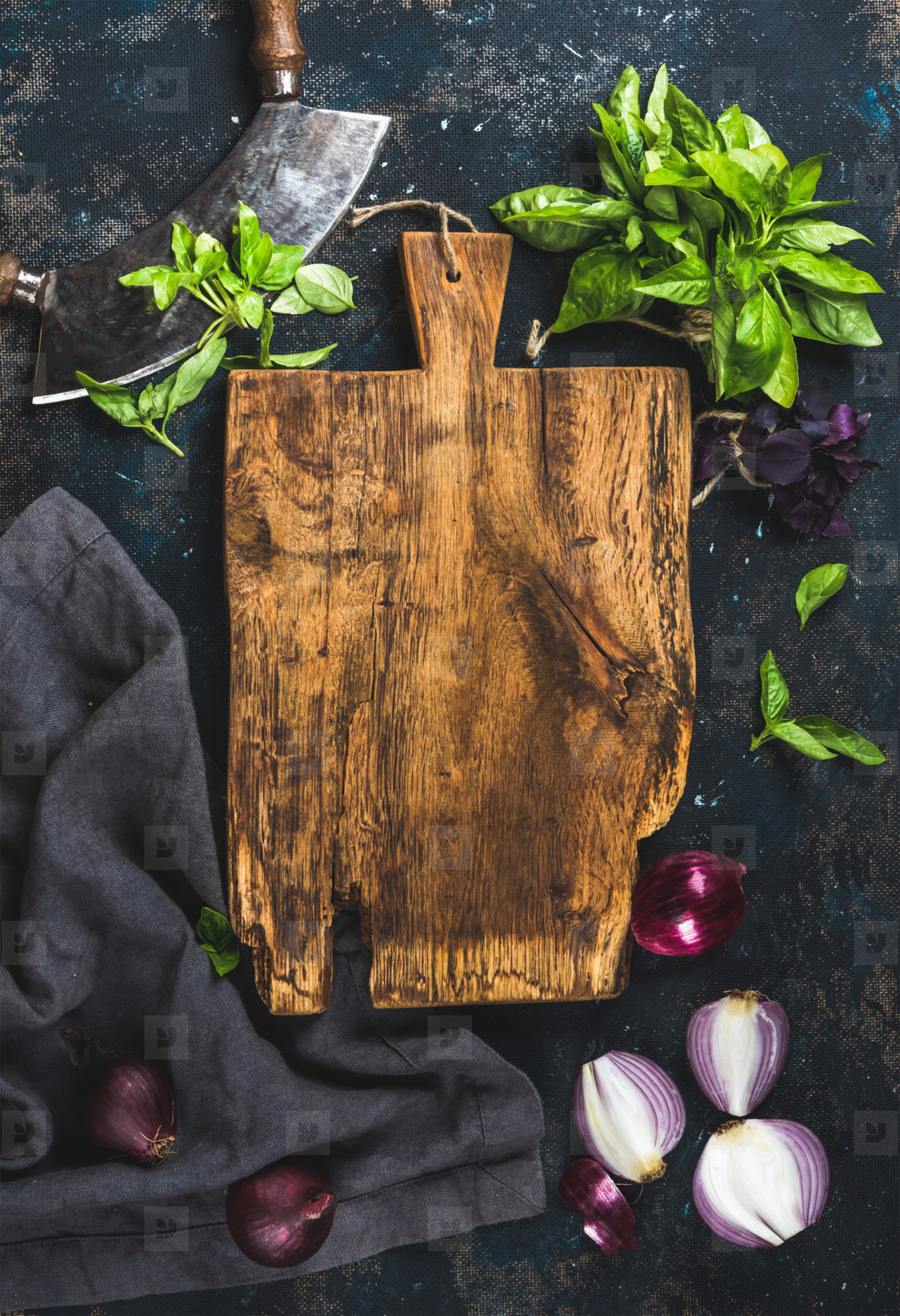 Healthy food cooking background over grunge dark blue plywood texture stock  photo (126862) - YouWorkForThem