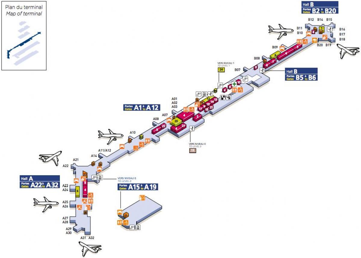 Kort i Syd-Orly airport