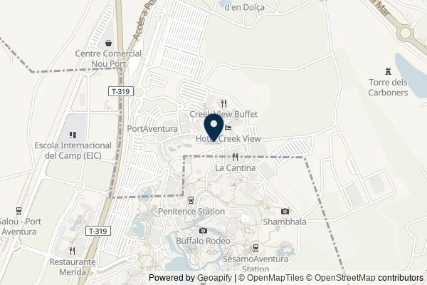 Map showing the area around: PortAventura