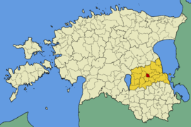 Karte von Estland, Position von Tartu hervorgehoben