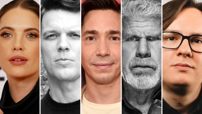 L-R: Ashley Benson, Jake Lacy, Justin Long, Ron Perlman and Clark Duke