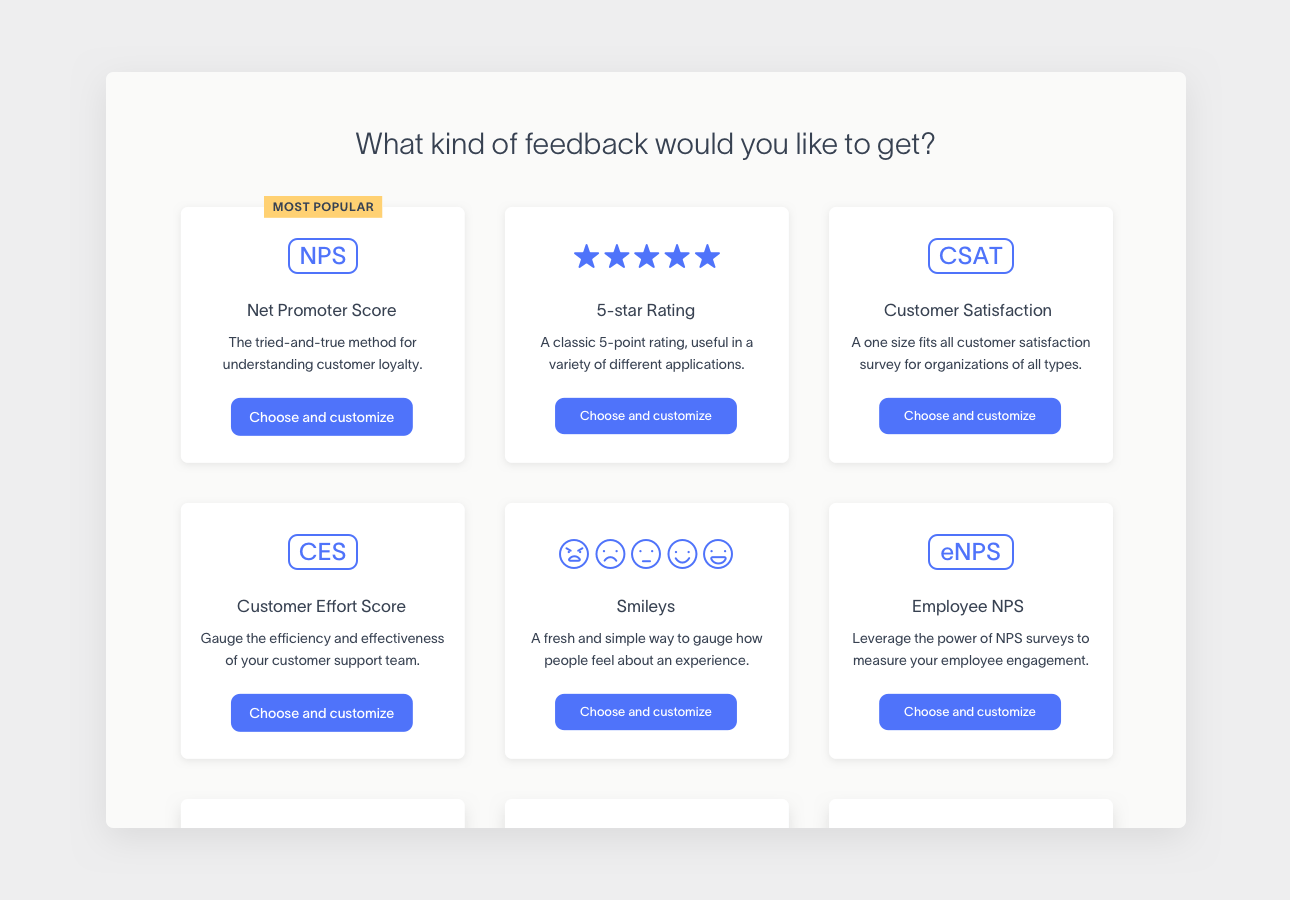 Calculate your NPS score with an NPS calculator and use multiple survey types