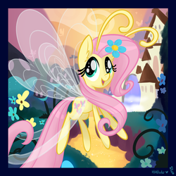 Size: 1100x1100 | Tagged: safe, artist:meekcheep, fluttershy, breezie, g4, it ain't easy being breezies, my little pony: friendship is magic, breeziefied, female, flutterbreez, seabreeze's flower, solo, species swap