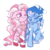 Size: 2200x2200 | Tagged: safe, artist:hawthornss, marshmellow coco (g3), snow'el, earth pony, pony, g3, cute, eyes closed, featured image, female, g3betes, high res, lesbian, marshabetes, ship:marsh'el, shipping, snow'adorable, wink