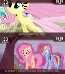 Size: 854x960 | Tagged: safe, screencap, fluttershy, rainbow dash, twirly, breezie, cinemare sins, g4, it ain't easy being breezies, my little pony: friendship is magic, breeziefied, flutterbreez, magic, species swap, unnamed breezie, unnamed character