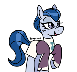 Size: 1148x1071 | Tagged: safe, artist:ponyjuno, ever essence, earth pony, pony, g4, clothes, female, mare, raised hoof, simple background, solo, white background