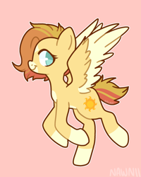 Size: 1600x2000 | Tagged: safe, artist:nawnii, oc, oc:sunny rays, pegasus, pony, colored wings, female, mare, pink background, simple background, solo, two toned wings, wings