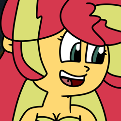 Size: 1000x1000 | Tagged: safe, artist:jadeharmony, sunset shimmer, mermaid, equestria girls, g4, bra, female, happy, mermaidized, open mouth, open smile, seashell, seashell bra, smiling, solo, species swap, the little mermaid, underwater, water