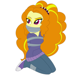 Size: 3000x3000 | Tagged: safe, artist:nie-martw-sie-o-mnie, adagio dazzle, human, equestria girls, g4, bondage, bound and gagged, clothes, gag, hoodie, kneeling, simple background, tape, tape bondage, tape gag, transparent background