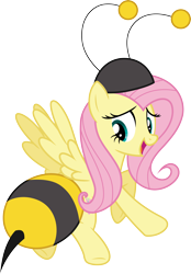 Size: 3000x4320 | Tagged: safe, artist:cloudy glow, fluttershy, pegasus, pony, g4, it ain't easy being breezies, my little pony: friendship is magic, animal costume, bee costume, clothes, costume, female, flutterbee, mare, simple background, solo, transparent background, vector, wings