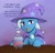 Size: 1406x1363 | Tagged: safe, artist:twigpaste, trixie, pony, unicorn, g4, brooch, cape, clothes, crystal pepsi, female, hat, horn, jewelry, mare, moments before disaster, solo, this will end in death, this will not end well, too dumb to live, trixie's brooch, trixie's cape, trixie's hat