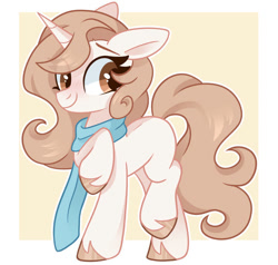 Size: 827x786 | Tagged: safe, artist:cinnamontee, oc, oc only, pony, unicorn, clothes, female, horn, mare, scarf, solo