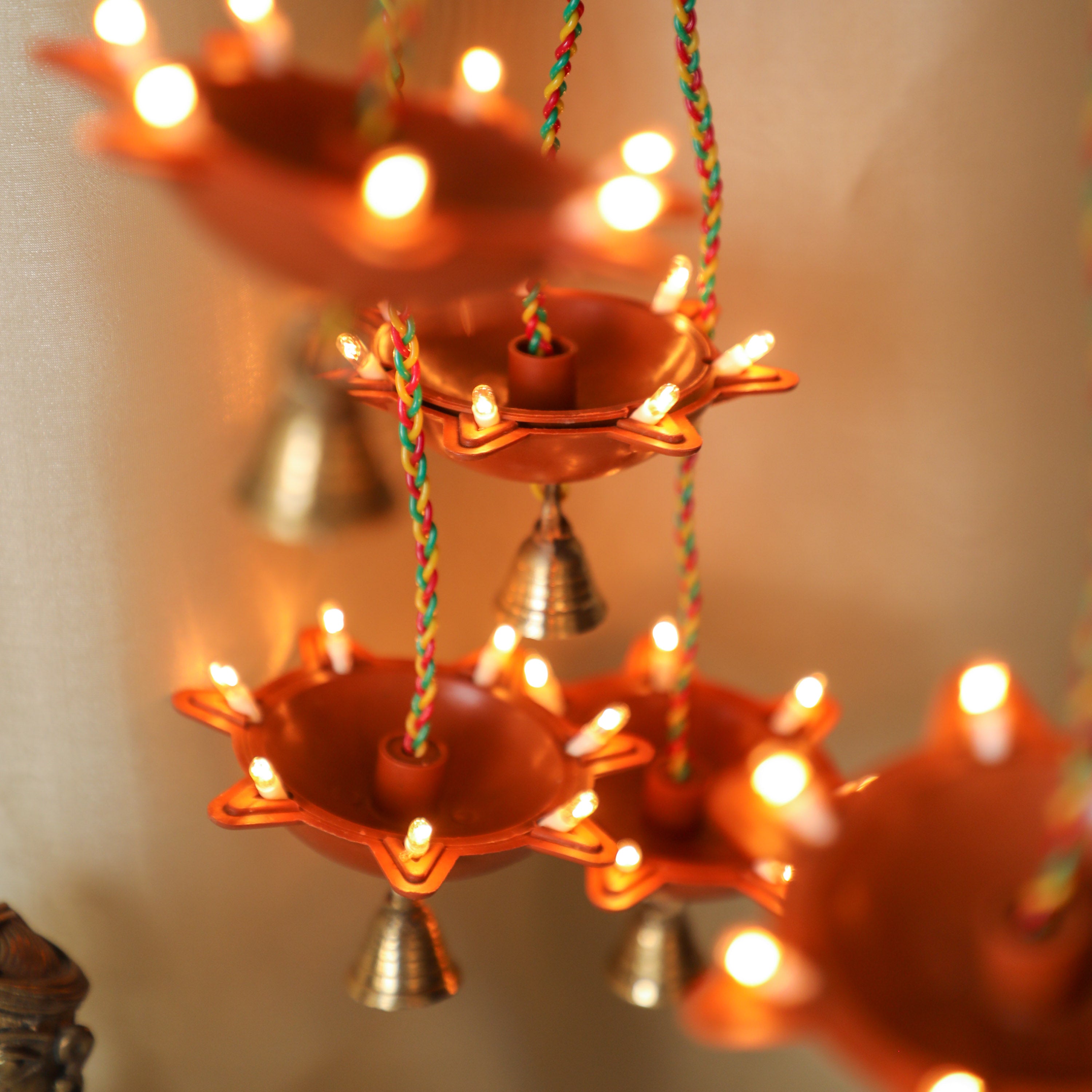 Electric Hanging Diyas for pooja room and home decor